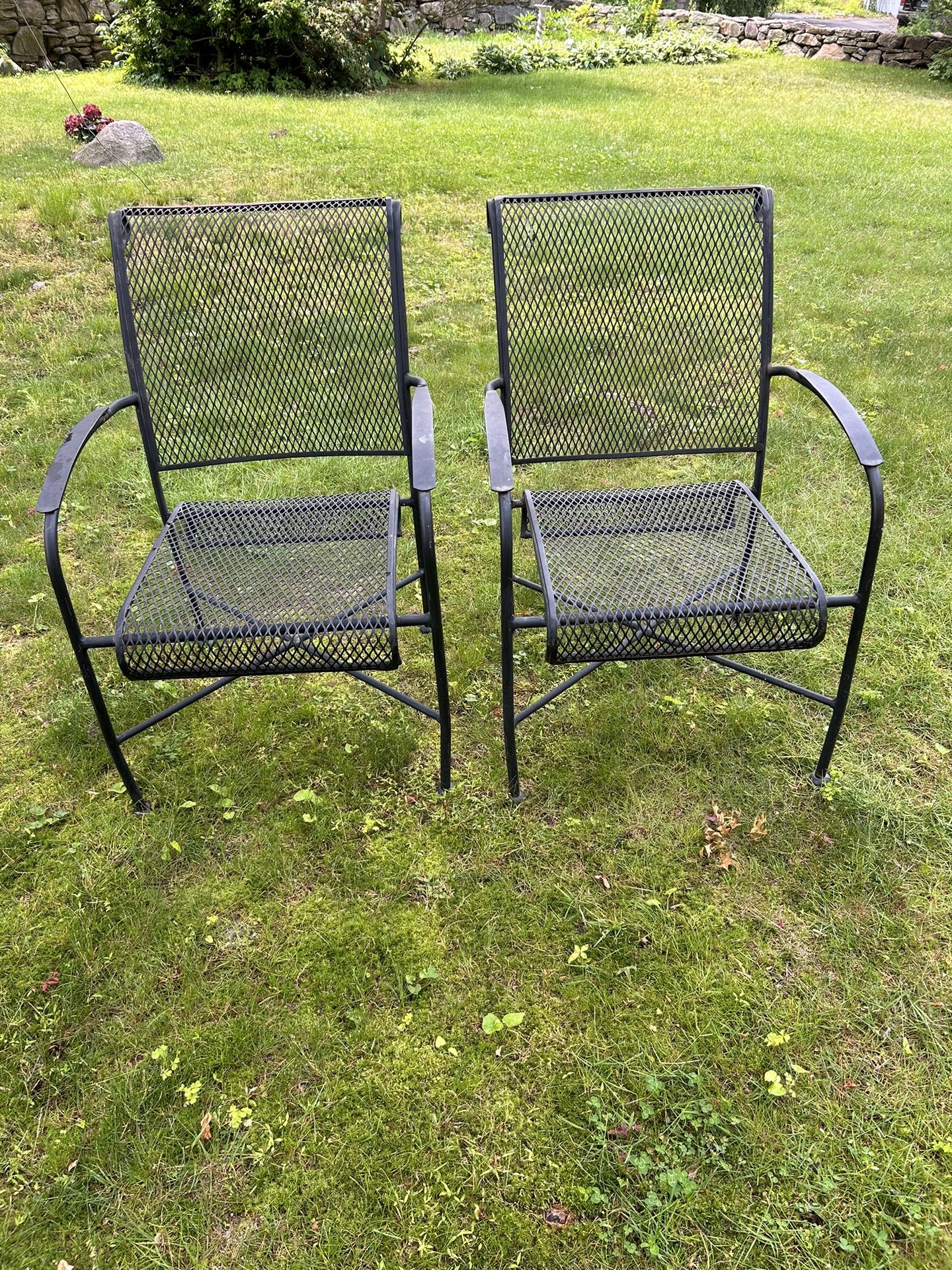 Pair Of Iron Mesh Chairs, Black