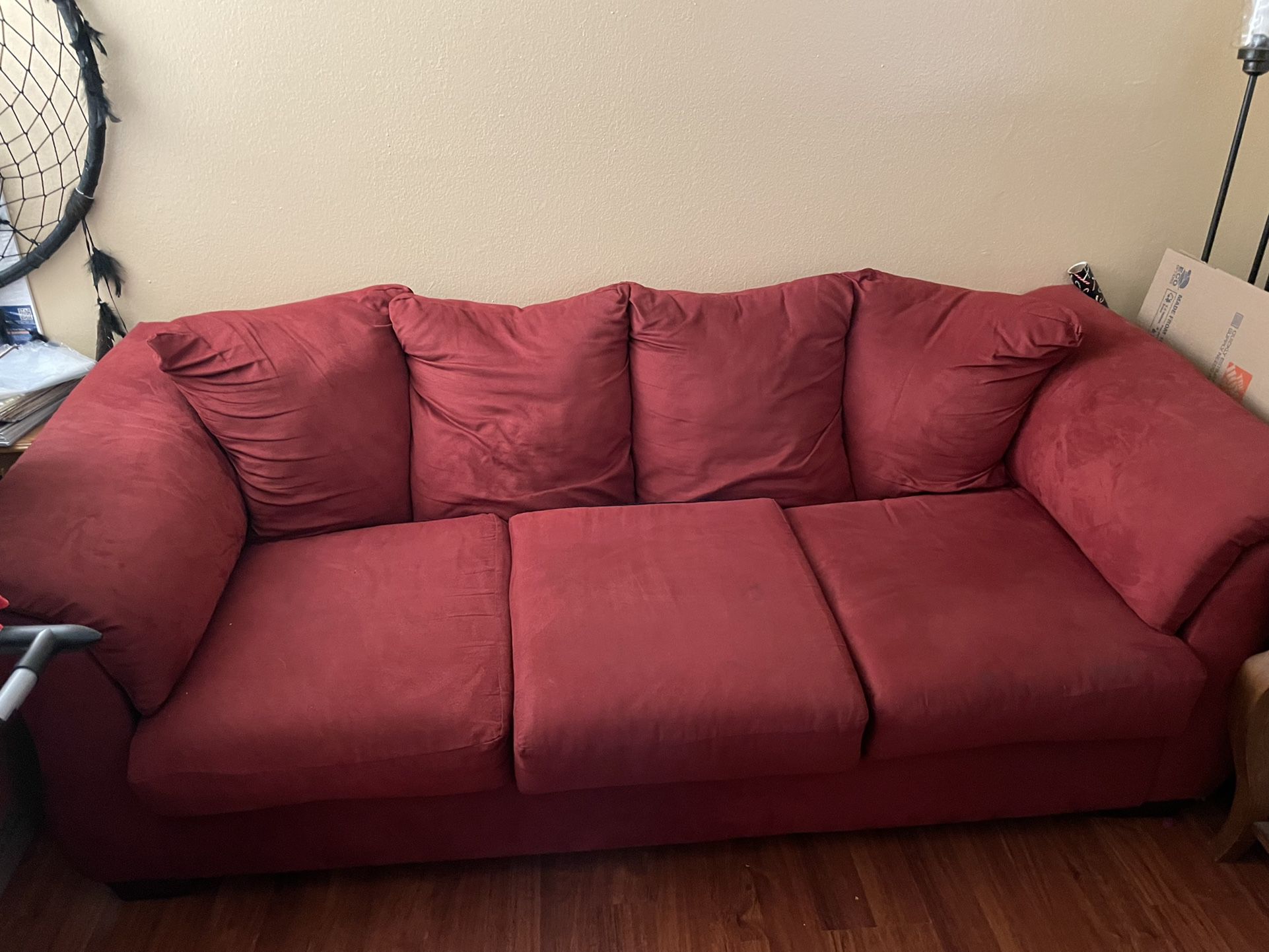 FREE - Red Couch - Approx 7.5ft - FREE