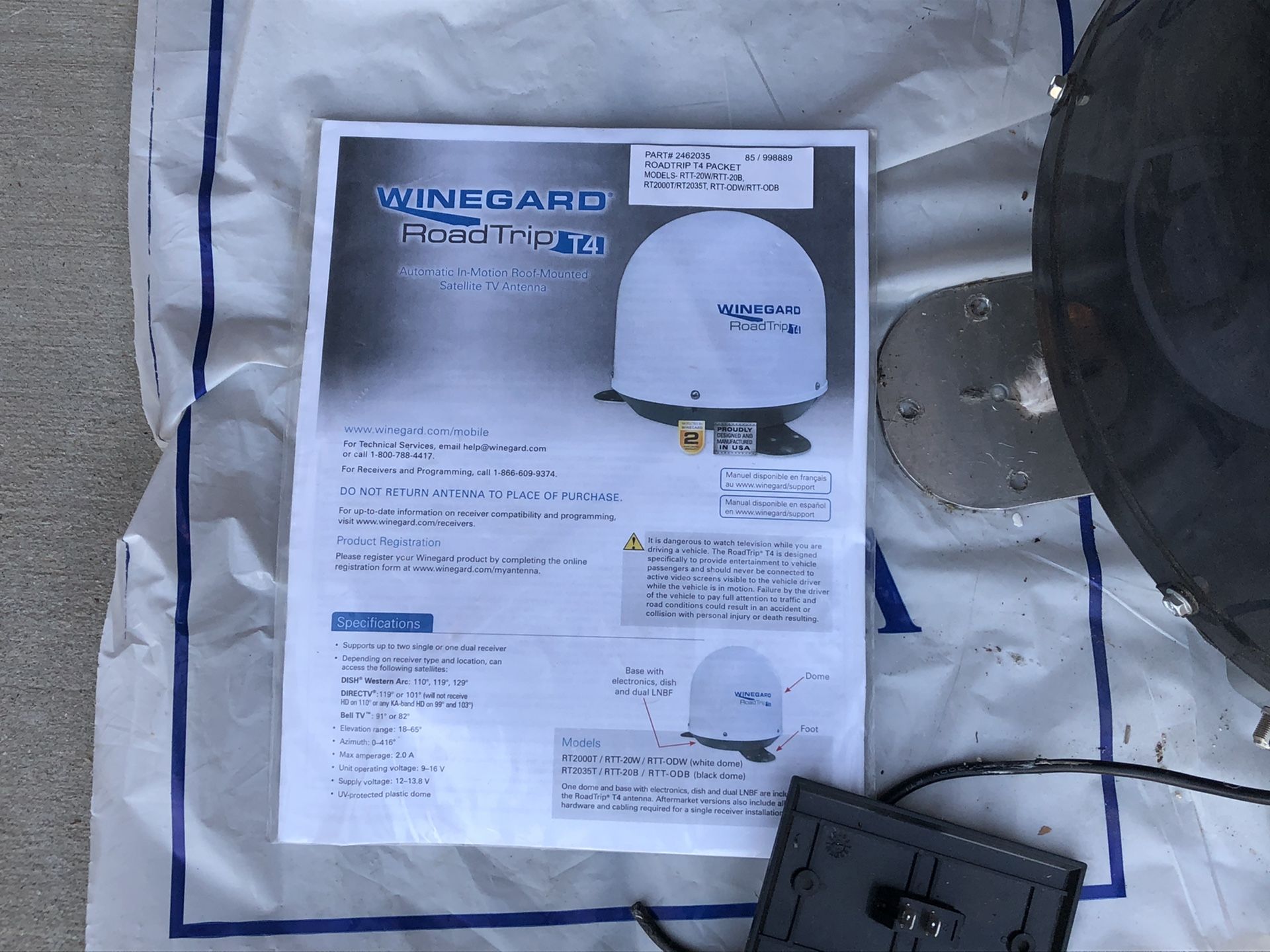 Winegard Roadtrip T4 RV Satellite Antenna for Sale in Riverside, CA