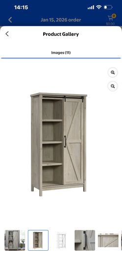 Better Homes & Gardens Modern Farmhouse Bookcase Storage Cabinet, Rustic White Finish