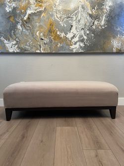 60x24” Zagaroli Classics Velvet Taupe Modern Ottoman Bench w/ Wood Frame And Brand New Upholstery