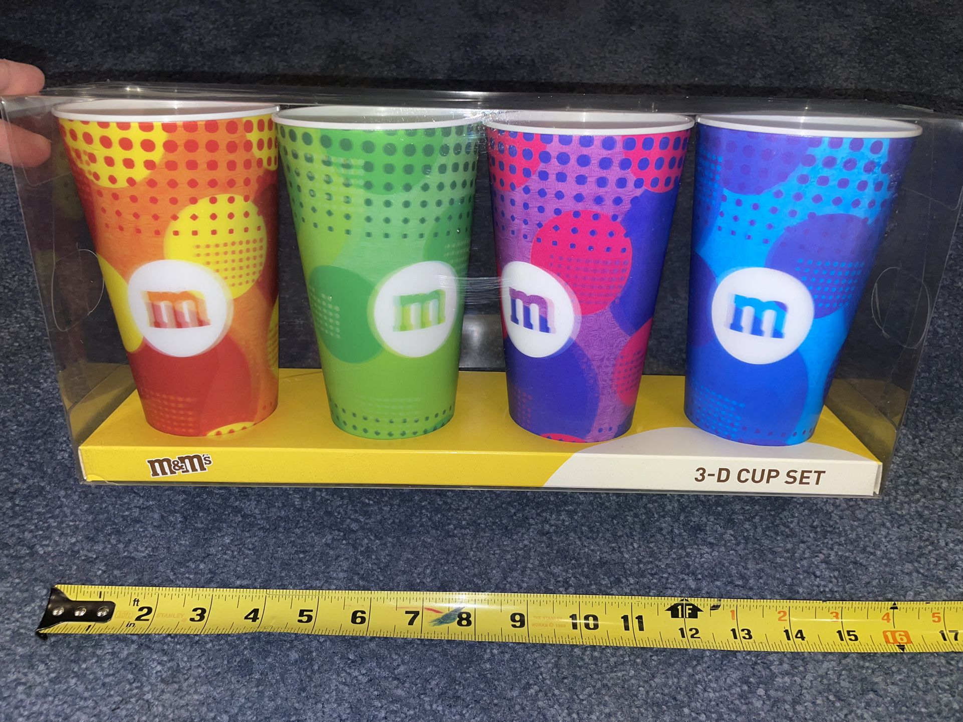 New M&M’s World 3D Plastic Cups 4 Pack Cup Set 