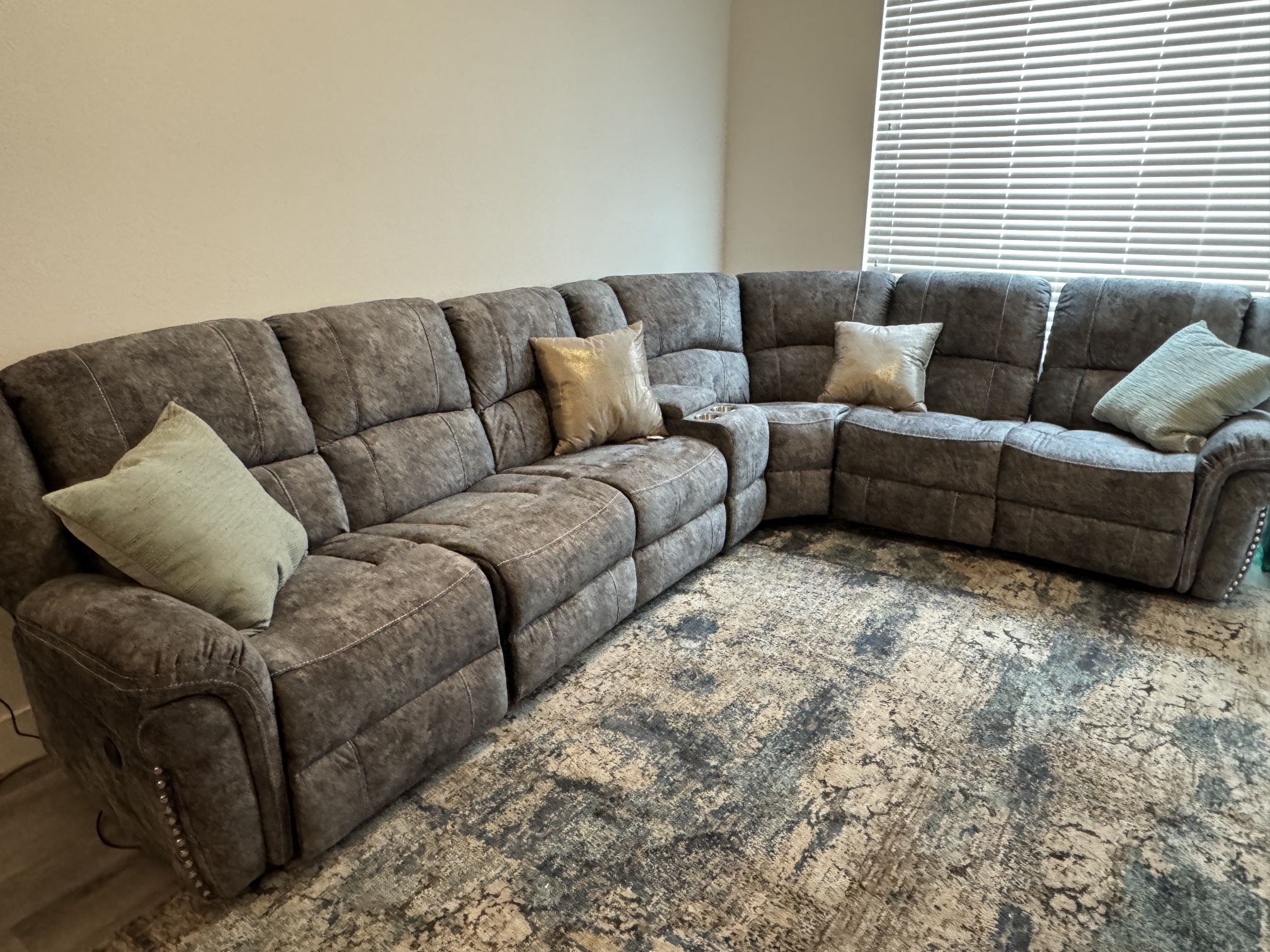 Sofa sectional With nailhead And Power Recliners 