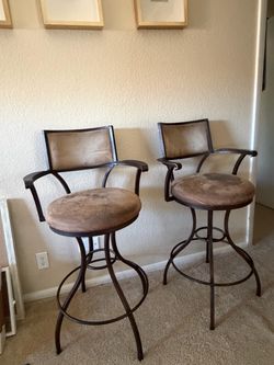 Pair of Swivel Metal Bar Stools