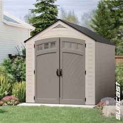 Suncast Vista 7 ft. W x 7 ft. D Plastic Resin Storage Shed with Floor (50 sq. ft.) in Colonnade (Beige)