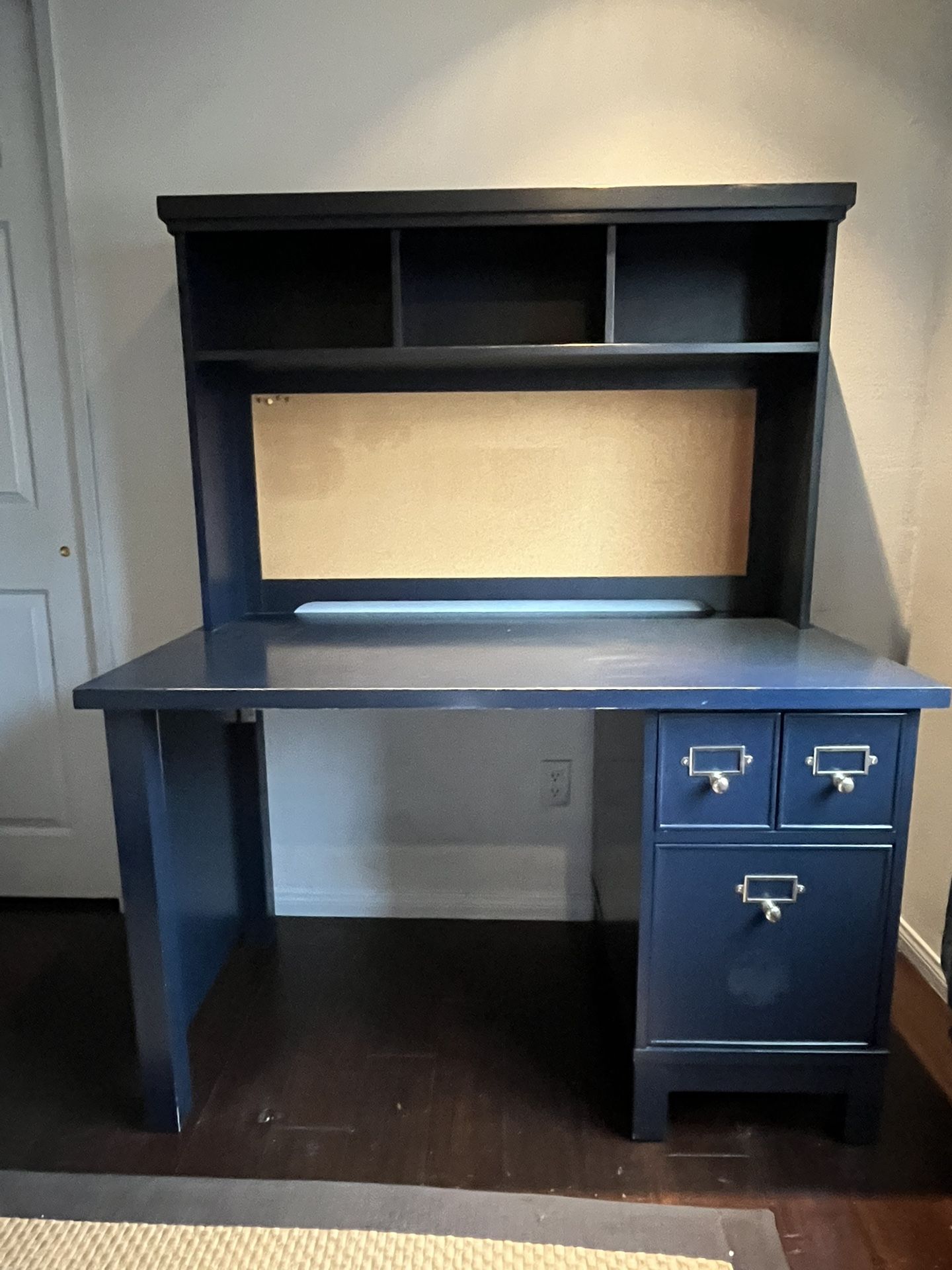 Pottery Barn Blue Desk In Solid Wood
