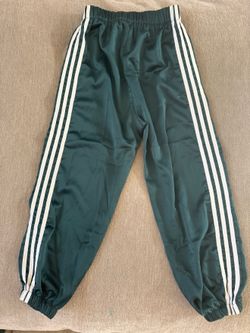 Women's Dark Green Track Pants Joggers White Side Stripes Size M