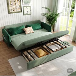 79" King 3-Seater Velvet Convertible Sleeper Sofa New In Box!!