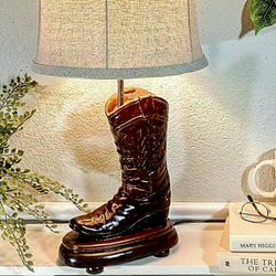  GREAT FATHER'S DAY GIFT!  Cowboy Boot Table Lamp, Works Great 24"x10" - CASH ONLY,  PICKUP ONLY 