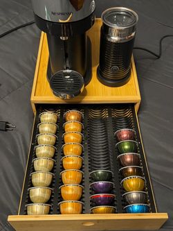 Nespresso Vertuo Next Deluxe Bundle + Frother, 27 Pods & Bamboo Organizer