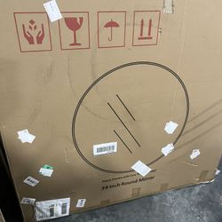 39 Inch Round Mirror, Silver 