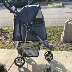 MoNiBloom 3 Wheels Pet Stroller, Foldable Dog Cat Cage Jogger Stroller with Weather Cover 