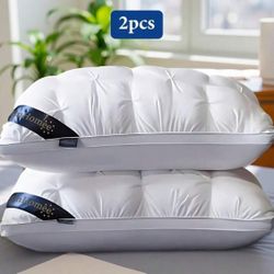 2 Pcs Luxury  Hotel Pillows,Queen Size, Ultra Soft Down Alternative Fill For Side, Back & Stomach Sleepers,Ultra Soft Bed Pillow, Machine Washable