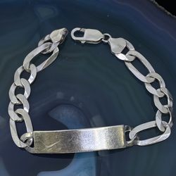 $325 Silver Figaro ID Link Bracelet 