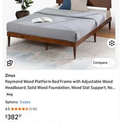 Zinus mid century king bed frame
