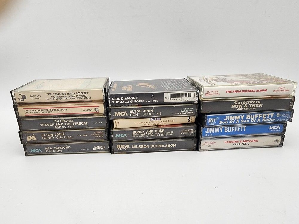 Vintage Cassette Tapes Various 70s Artists Lot Of 15