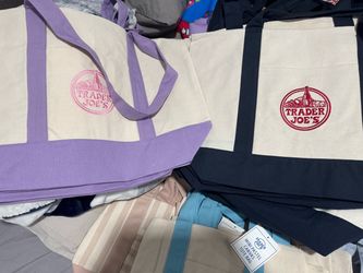 Traders Joes pastel tote bags