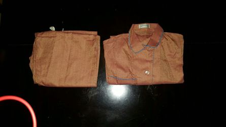 christian dior robe de chambre lounge pants and button top.