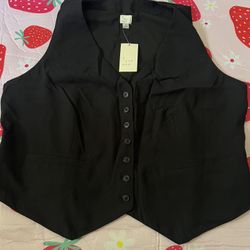 Plus Size 1X Women Black Vest