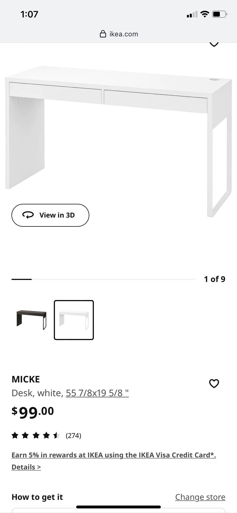 IKEA Micke Desk White
