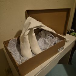 Women's white thigh heels boots