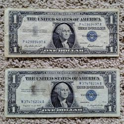 Vintage 1957 blue seal note $1 silver certificate paper bill American currency old money