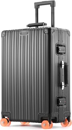 Carry On Luggage, 20 Inch Aluminum Zipperless, Hard Shell Suitcase, TSA Lock, Silent Jelly Wheels