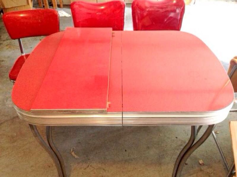 Vintage 50's red formica table and6 chairs