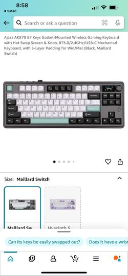 Ajazz AK870 87 Keys Gasket-Mounted Wireless 