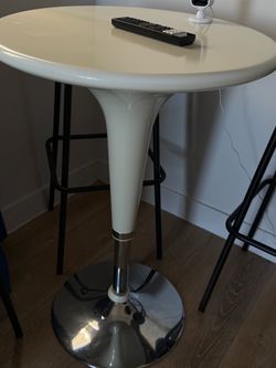 White Round Bar Height Pedestal Table