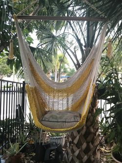 Handmade hammock chair/hammock swing 100% Cotton in Spring Sun Yellow and Off-White