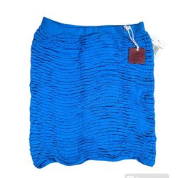 Poof Couture Hi Low Stretch Textured Blue Mini Skirt Size Small/Medium 