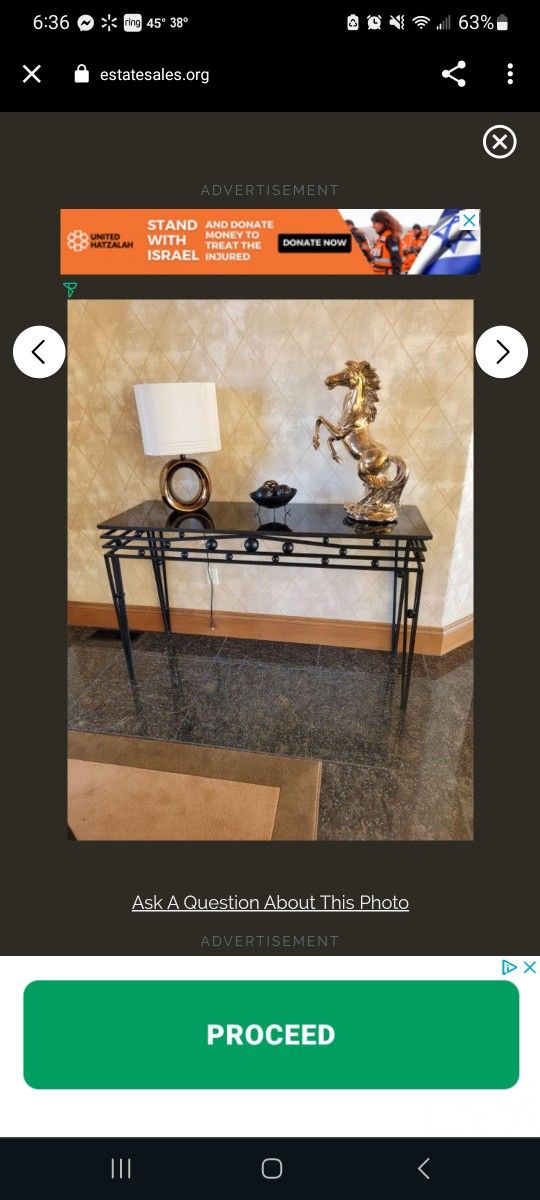 Granite Top Console Table