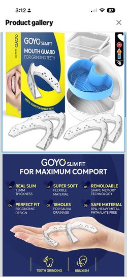 GOYO Slim FIT Pack of 4 Mouth Guard for Clenching Teeth at Night with Thermo Checker & Dental Case | Night Guards for Teeth Grinding | Custom-Fit & Cu