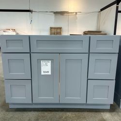 48" grey shaker bathroom vanity (both sides drawers)