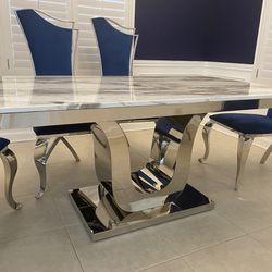 Marble Table Set With 4 Chairs 