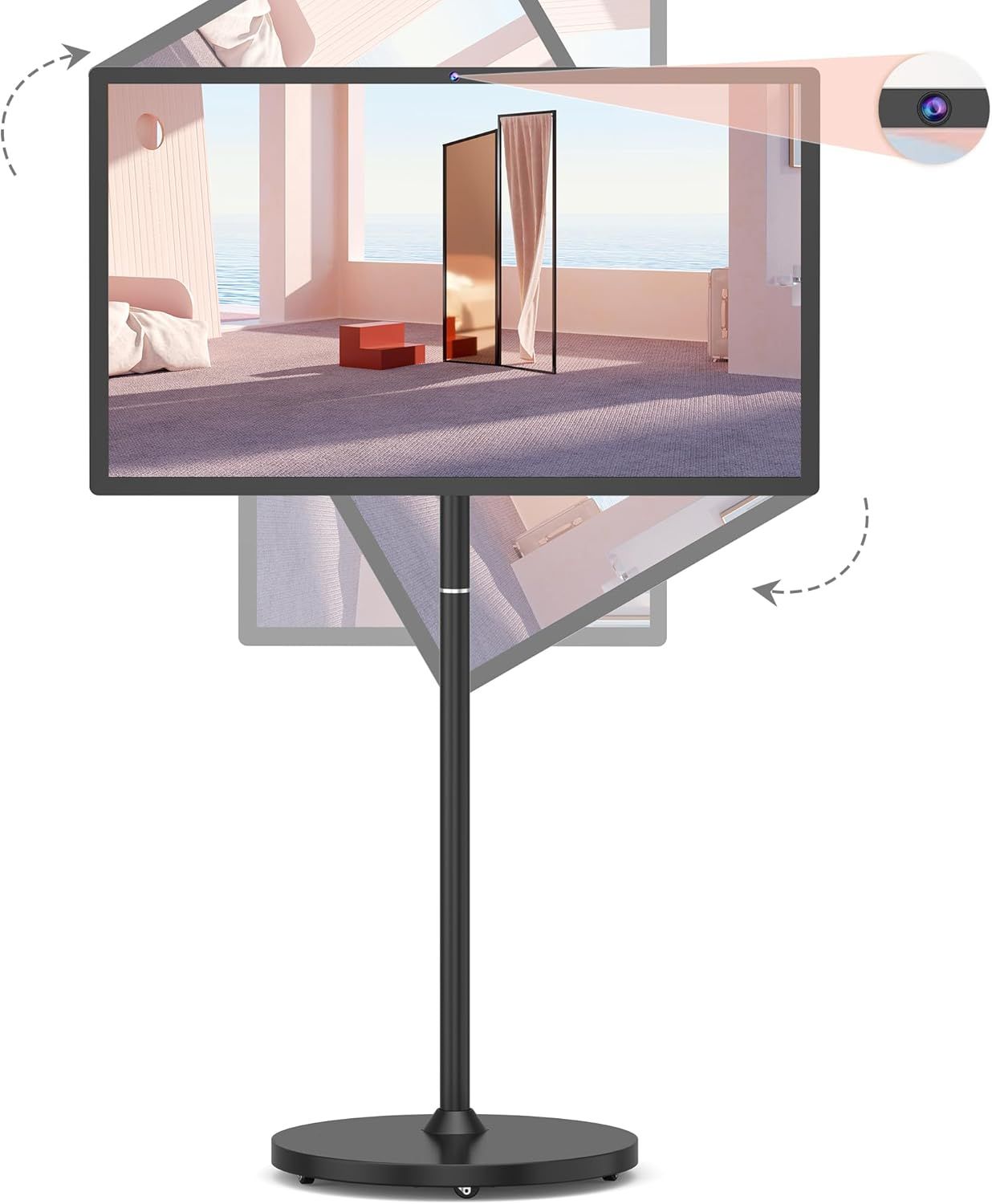 32-Inch Portable Smart TV on Wheels with Touch Screen Monitor 