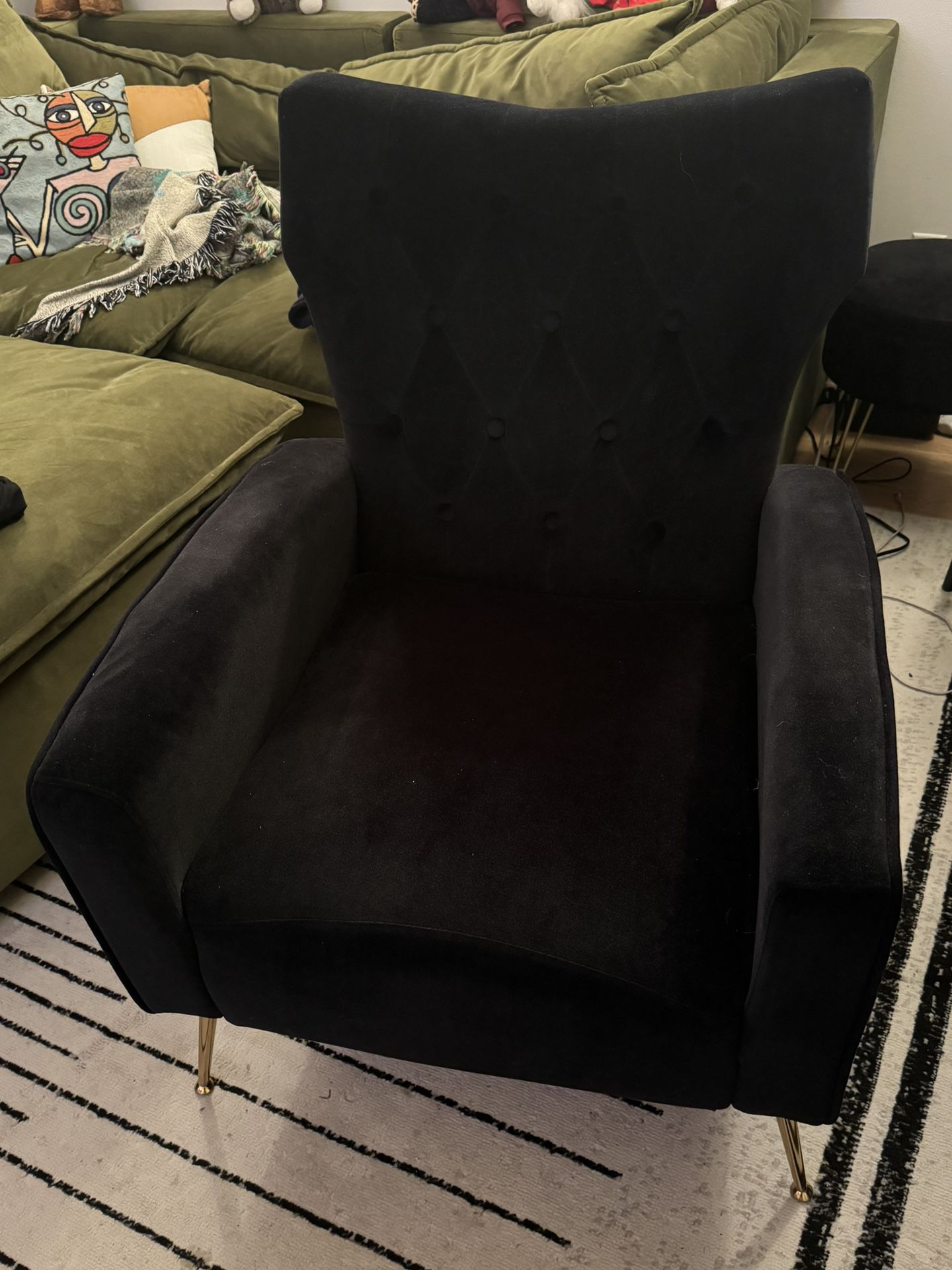 Black Velvet Wingback Chair