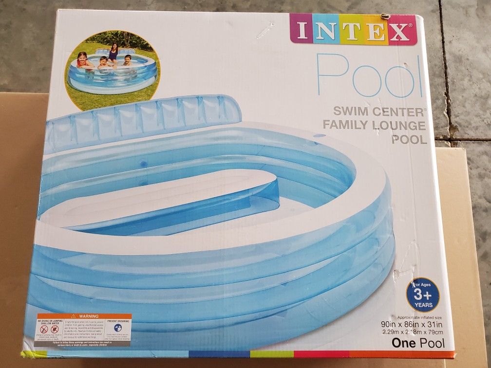 Intex Swim Center Inflatable Family Lounge Pool, 90in x 31in for Ages 3+ 57190EP - NEW