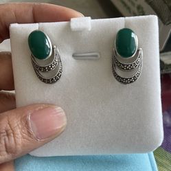 Wedding Solid Sterling Silver Earrings Marcasite #wedding