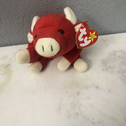 Ty Beanie Babie Red Bull “Snort”.  Year 1995.  Brand New Size 7 inches Tall . Brand New With Tags 