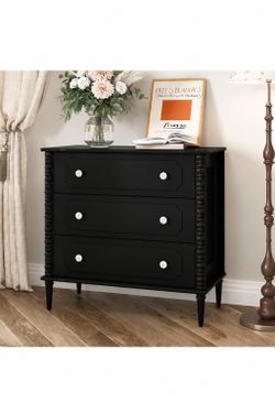 ✨ Modern Black 3-Drawer Nightstand / Storage Cabinet ✨