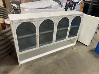 New Assembled 47.25 in. W x 9.05 in. D x 27.55 in. H Bathroom Storage Wall Cabinet in White with 4 Doors