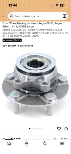 Front wheel bearing for Nissan Rogue and Sentra