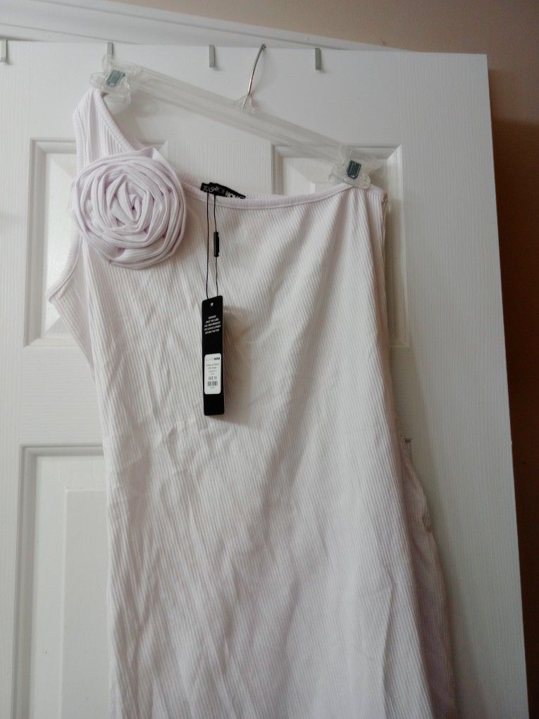 White Fashion Nova Ribbed Dress 1x