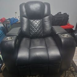 Leather Couch recliner with End Table