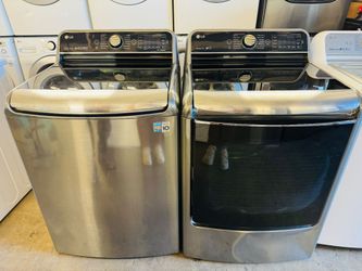 LG Top Load Washer & Electric Dryer Set – Stainless Steel