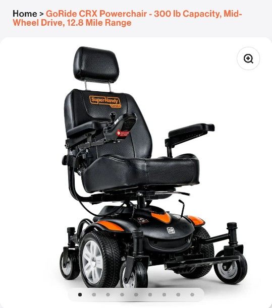 GoRide CRX Powerchair - 300 lb Capacity, Mid-Wheel Drive, 12.8 Mile Range