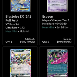 Collectible Pokémon cards