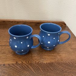 Blue polka dot coffee mugs